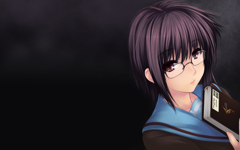 Anime Girl with Book — Black