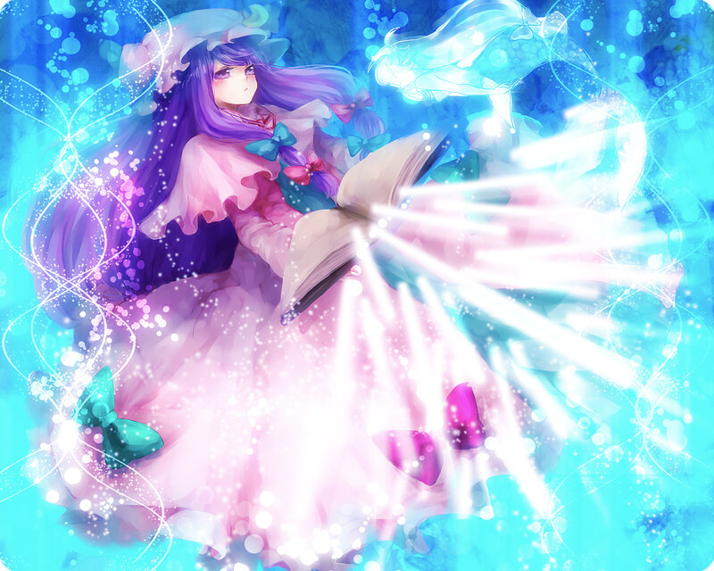 Anime Girl with Book — Blue, Magical