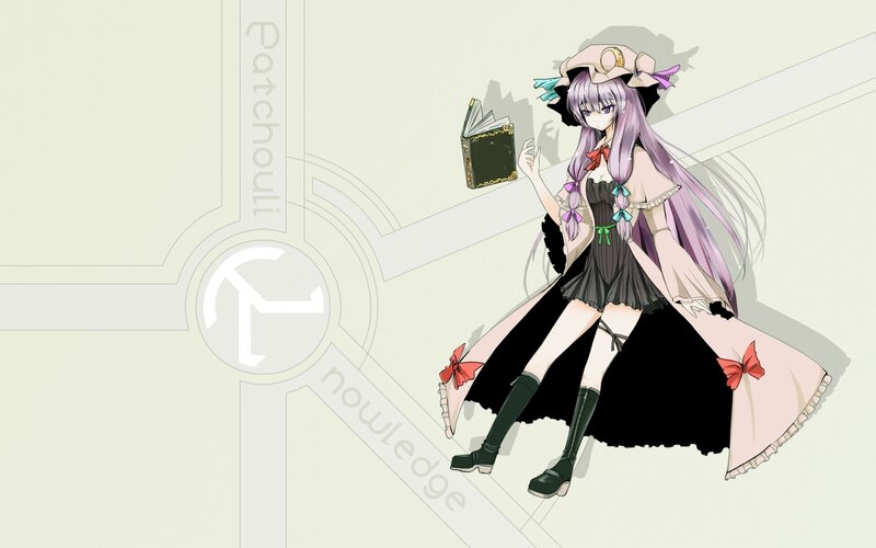 Anime Girl with Book — Purple, Calm, Digital Art, Hat