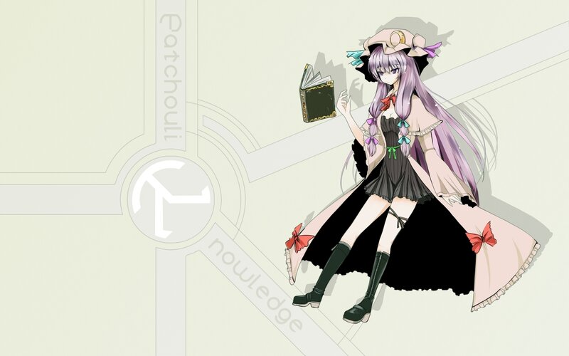 Anime Girl with Book — Purple, Calm, Hat
