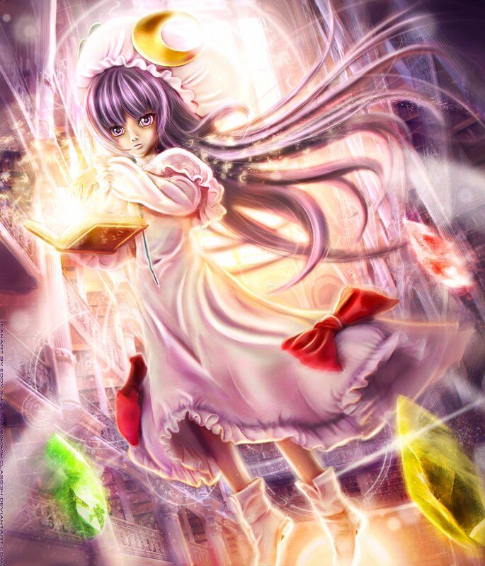 Anime Girl with Book — Purple, Dramatic, Digital Art, Magic