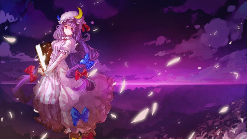 Anime Girl with Book — Purple, Dramatic, Night
