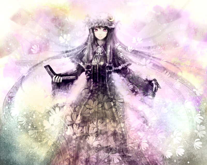 Anime Girl with Book — Purple, Dreamy, Digital Art
