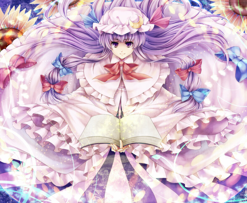 Anime Girl with Book — Purple, Magical