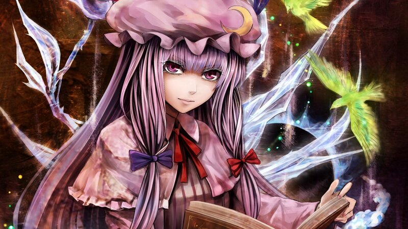 Anime Girl with Book — Purple, Mystical