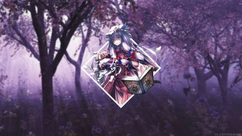 Anime Girl with Book — Purple, Serene, Spring