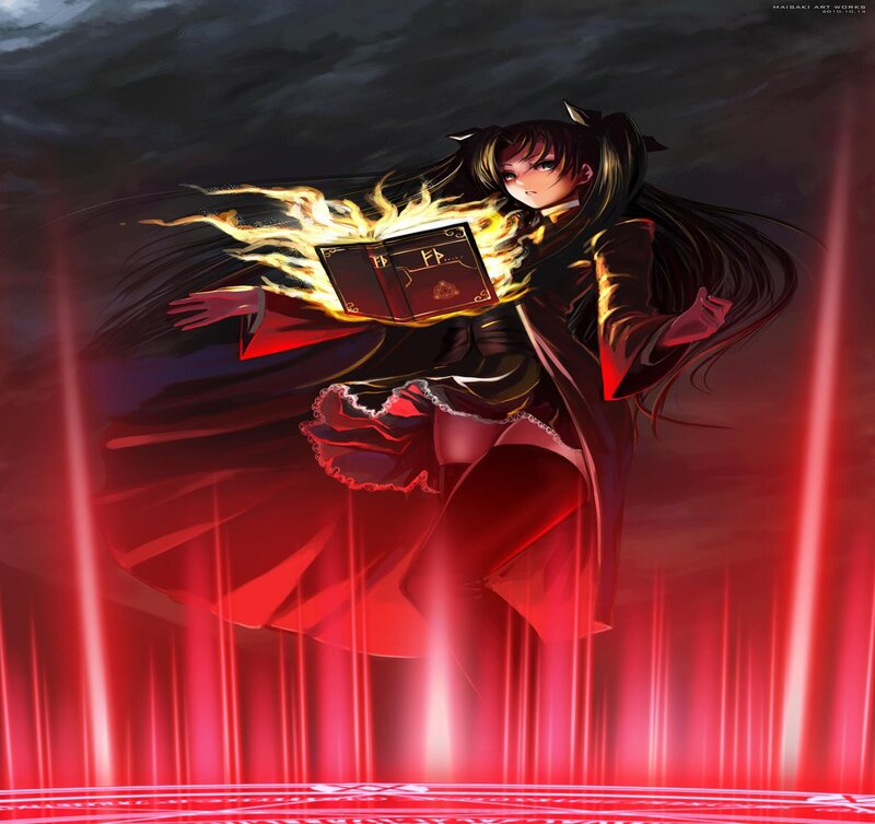 Anime Girl with Book — Red