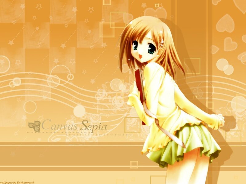 Anime Girl with Book — Yellow