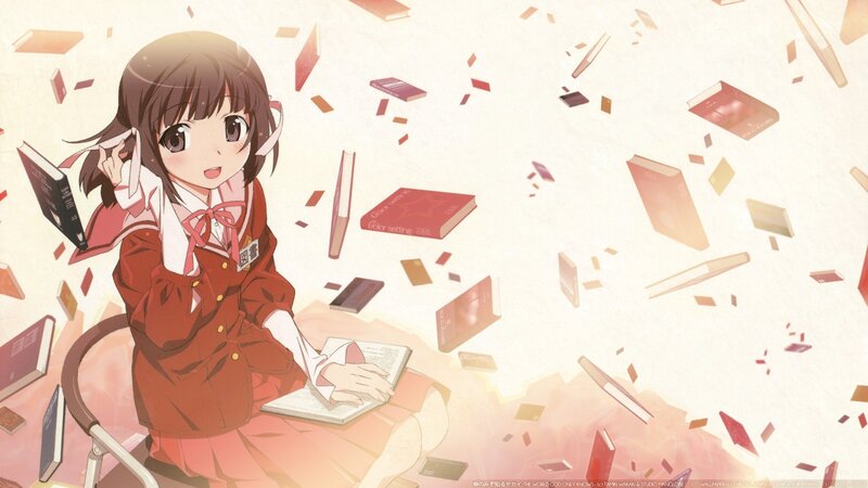 anime girl with books
