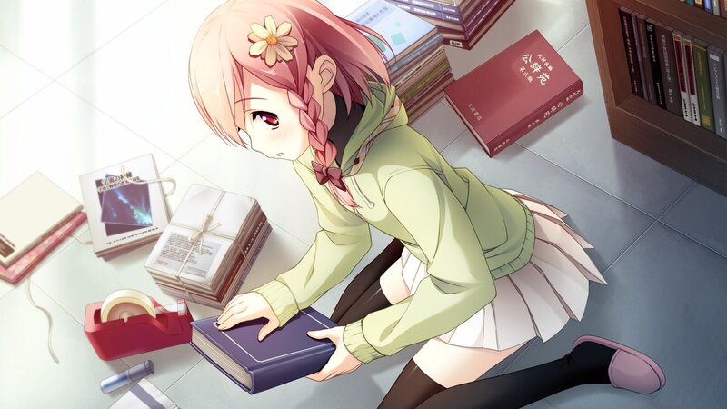anime girl with books