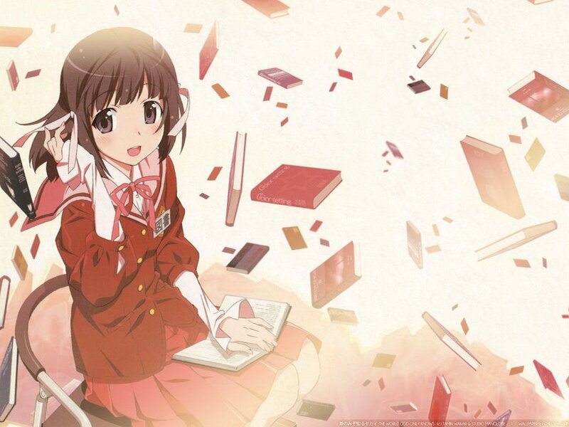anime girl with books