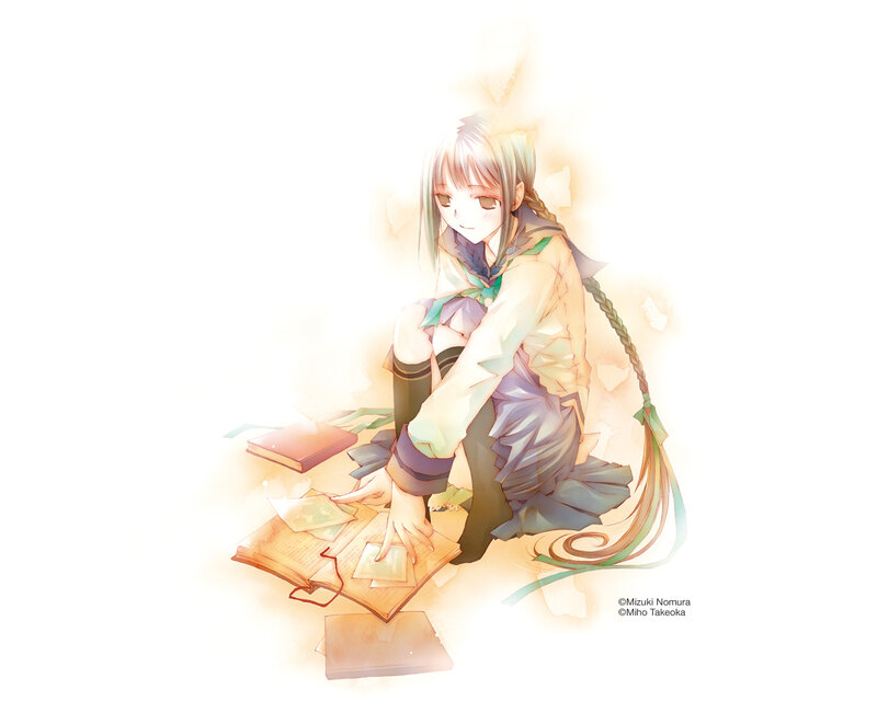 anime girl with books