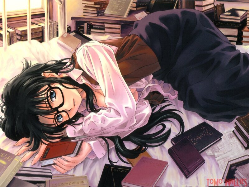 anime girl with books