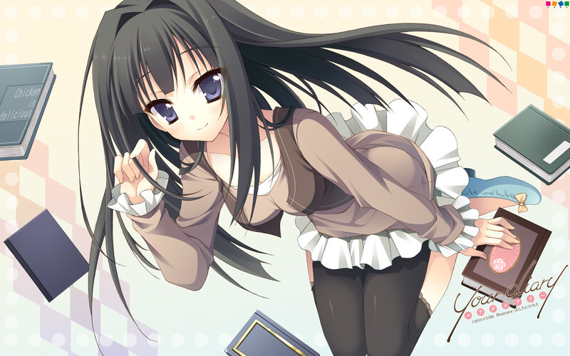 Anime Girl with Books — Brown, Playful