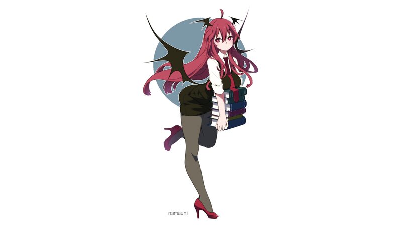 Anime Girl with Books — Pink