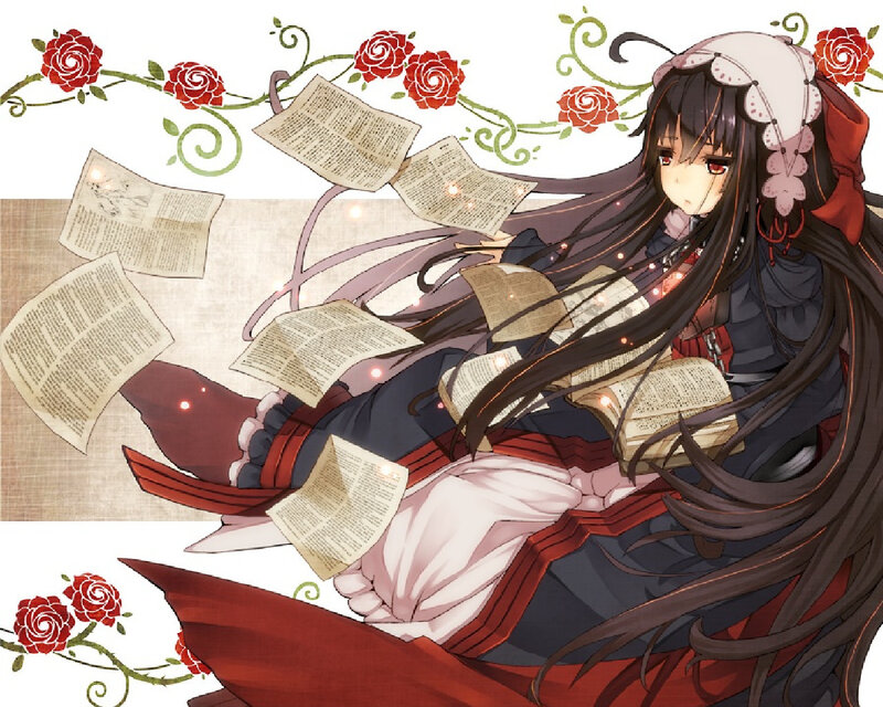 Anime Girl with Books — Red