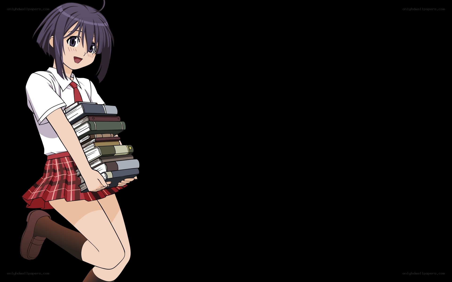 anime girl with books