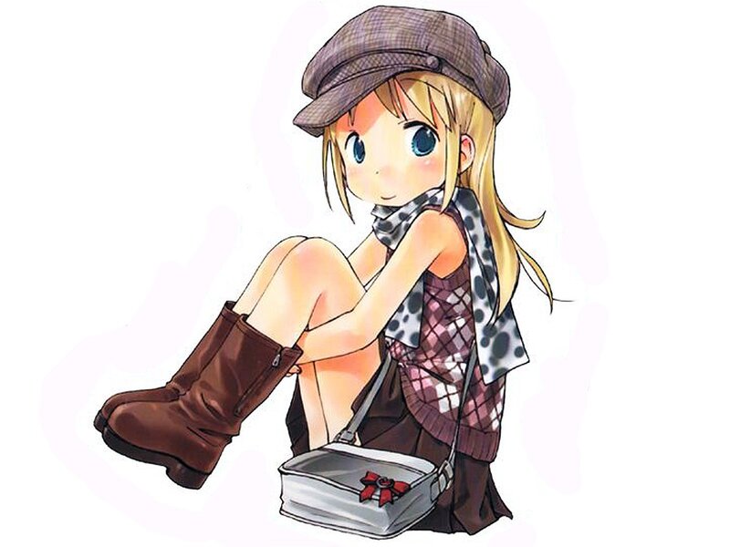 anime girl with boots and hat