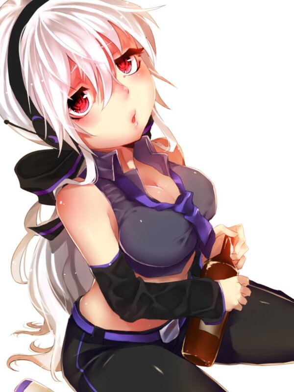 anime girl with bottle