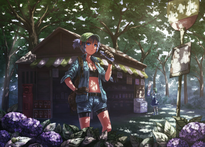 Anime Girl with Bottle — Green, Serene