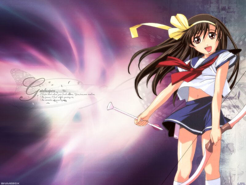 Anime girl with bow and arrow