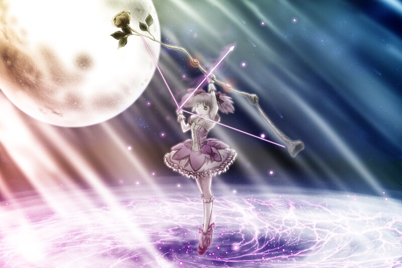 Anime girl with bow and arrow