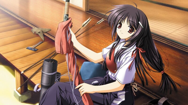 anime girl with bow and arrows