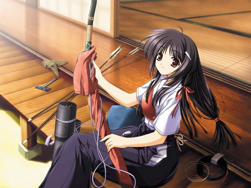 anime girl with bow and arrows