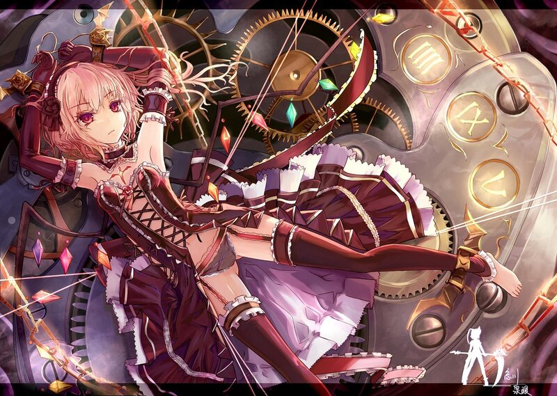 anime girl with bow and gears