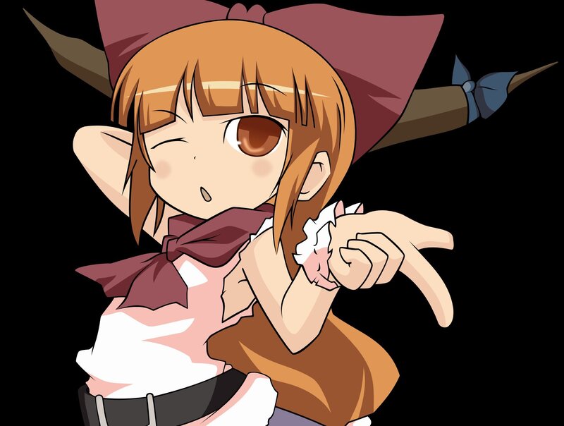 anime girl with bow and staff
