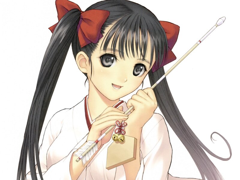 anime girl with bow and wand