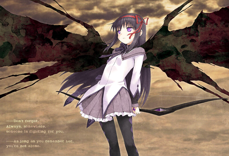 Anime girl with bow and wings