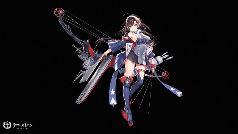 Anime Girl with Bow — Black, Dramatic, Digital Art, Arrow
