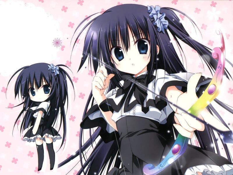 Anime Girl with Bow — Black, Playful, Spring
