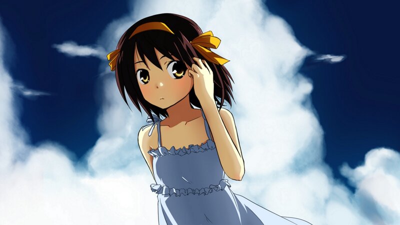 Anime Girl with Bow — Blue, Calm, Afternoon
