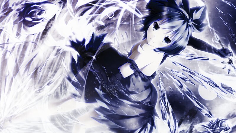Anime Girl with Bow — Blue, Dramatic, Digital Art