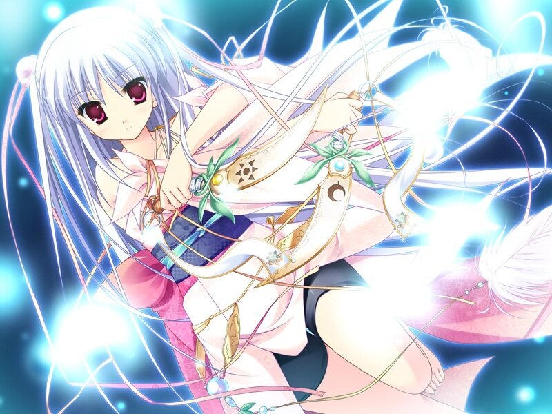 Anime Girl with Bow — Blue, Dramatic