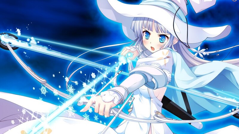 Anime Girl with Bow — Blue, Dramatic, Winter