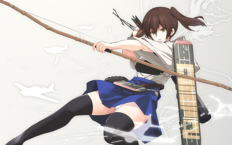 Anime Girl with Bow — Blue, Dynamic, Digital Art