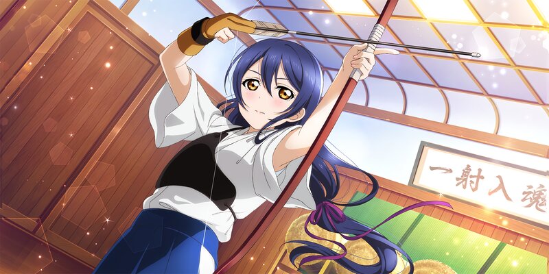 Anime Girl with Bow — Blue, Focused, Afternoon