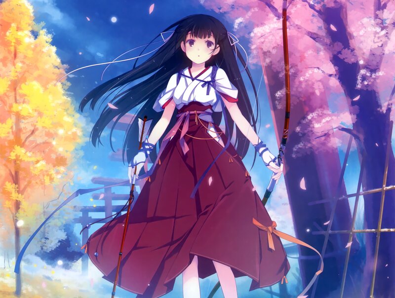 Anime Girl with Bow — Blue, Serene