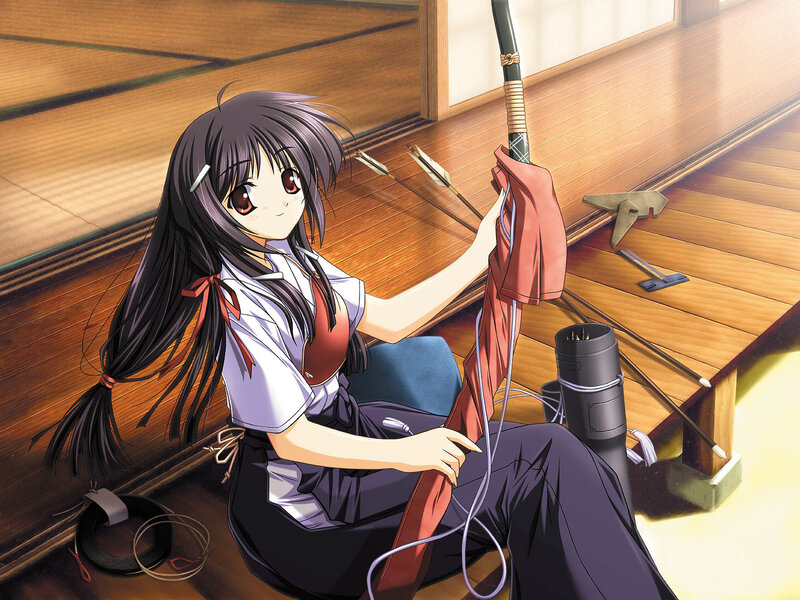 Anime Girl with Bow — Brown, Calm, Afternoon
