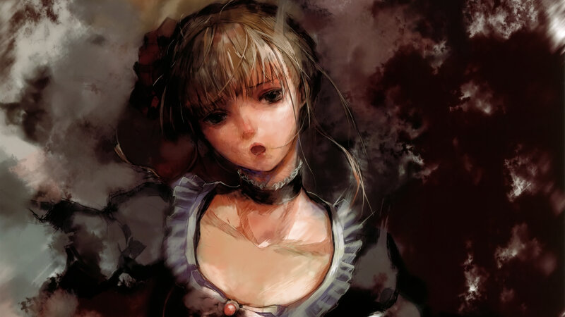 Anime Girl with Bow — Brown, Dramatic, Digital Art