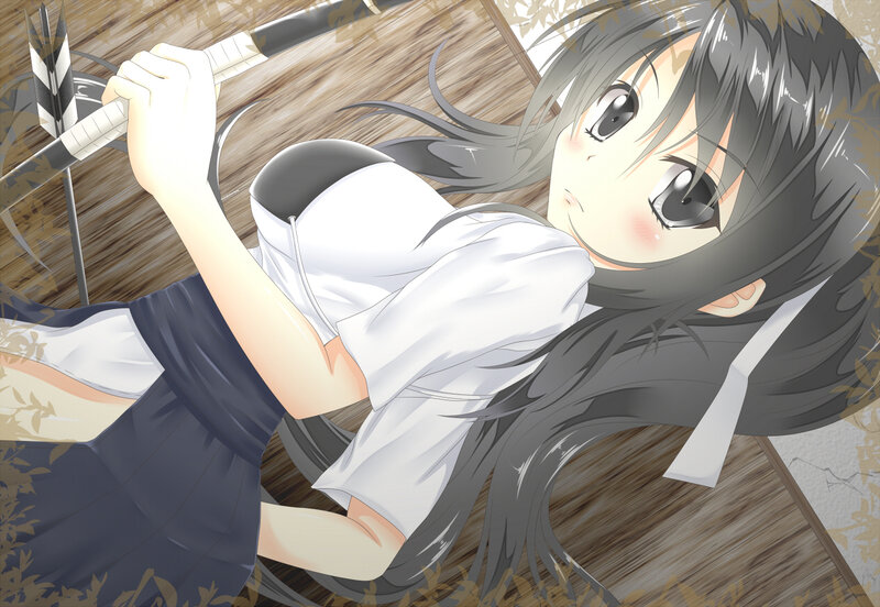Anime Girl with Bow — Gray