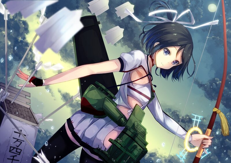 Anime Girl with Bow — Green, Dynamic