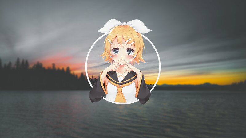 Anime Girl with Bow — Orange, Dramatic