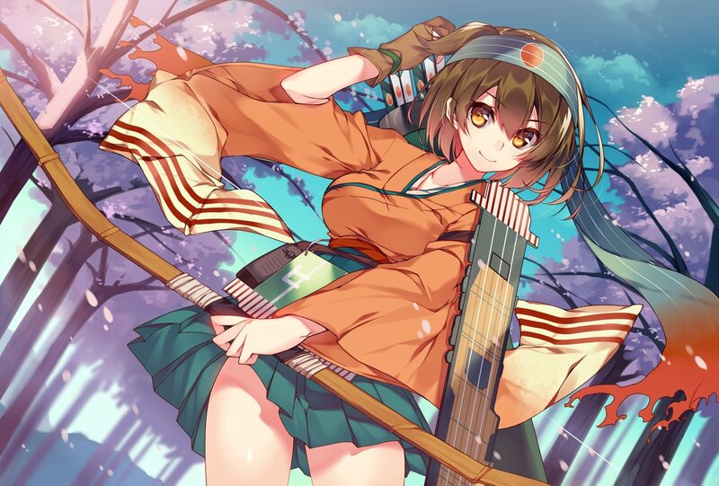 Anime Girl with Bow — Orange, Playful