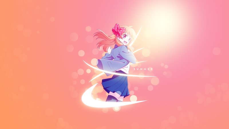 Anime Girl with Bow — Pink, Bright, Energetic