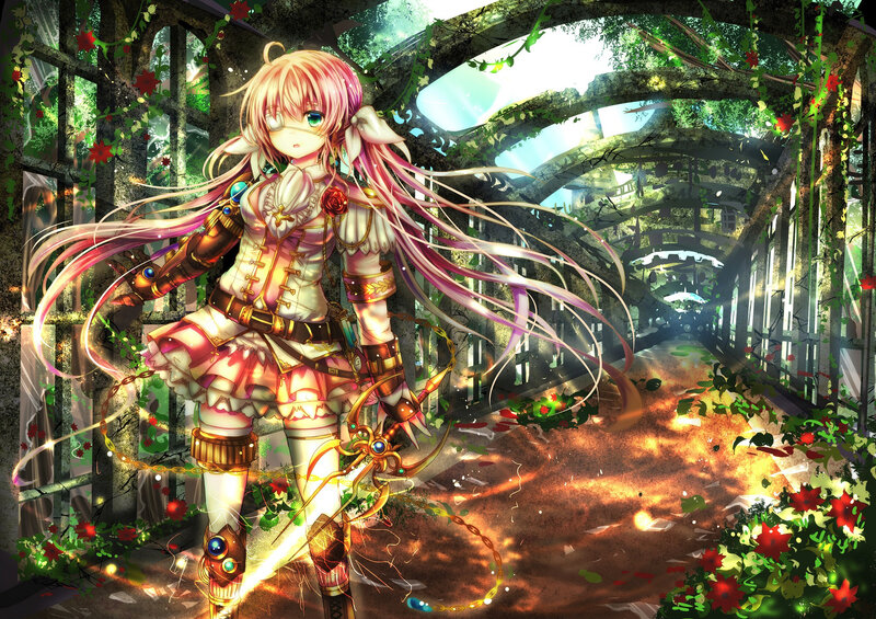 Anime Girl with Bow — Pink, Dramatic, Afternoon