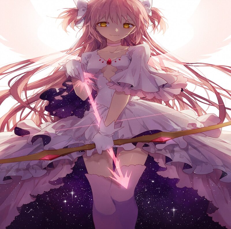 Anime Girl with Bow — Pink, Dramatic, Night